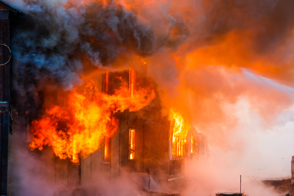 Commerical business building on fire